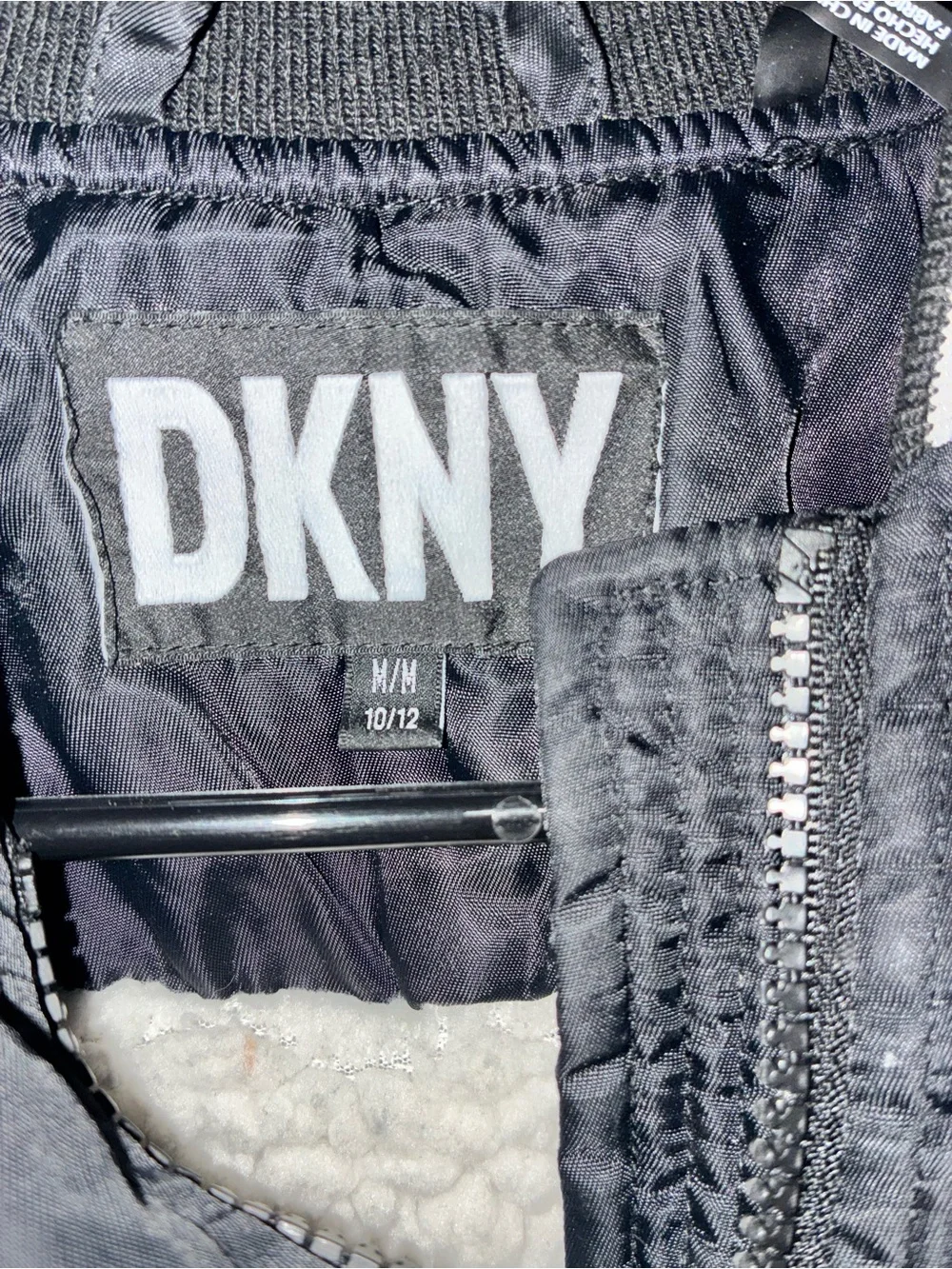 DKNY Black Bomber Jacket with White Stripe Trim